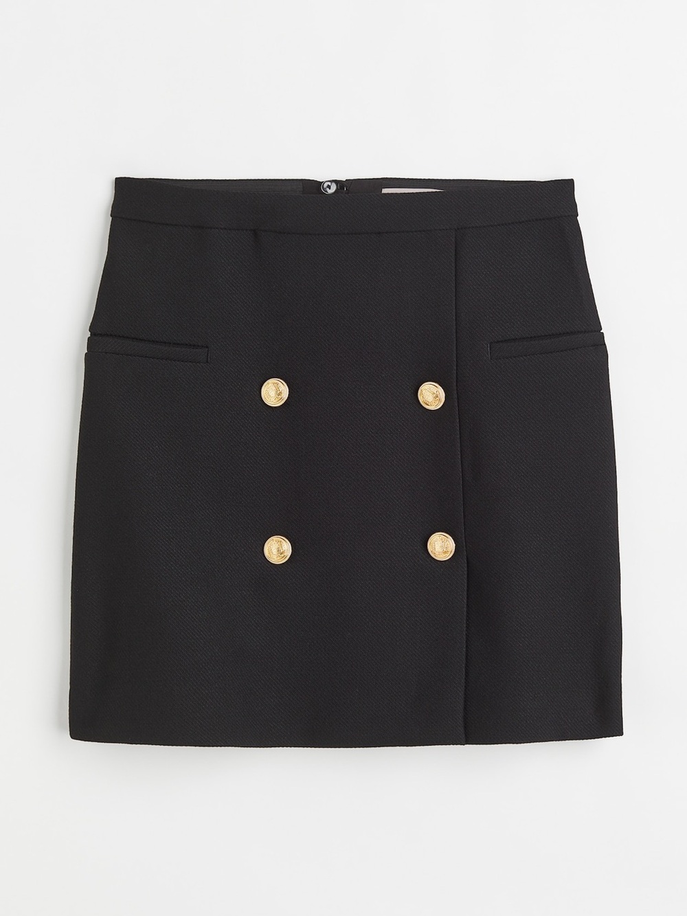 NWT H&M Classic Black Double-Breasted Mini Skirt with Gold Buttons Size 10